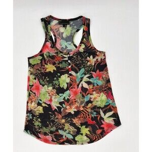 i Jeans by Buffalo Shirt Womens Small Floral Blouse Multicolor Tank Top Ladies